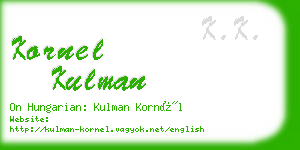 kornel kulman business card